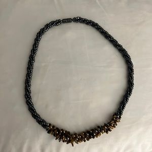 Crystal necklace tigers eye and hematite